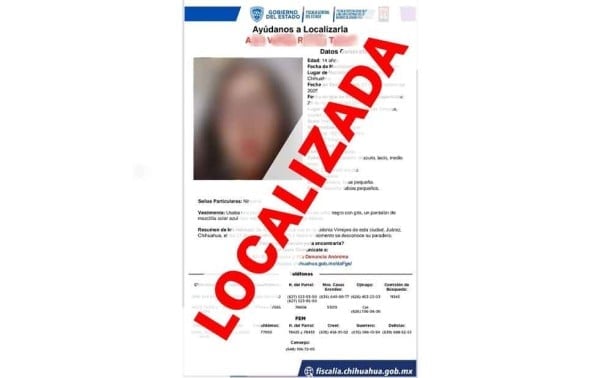 Localizan sana y salva a adolescente desaparecida