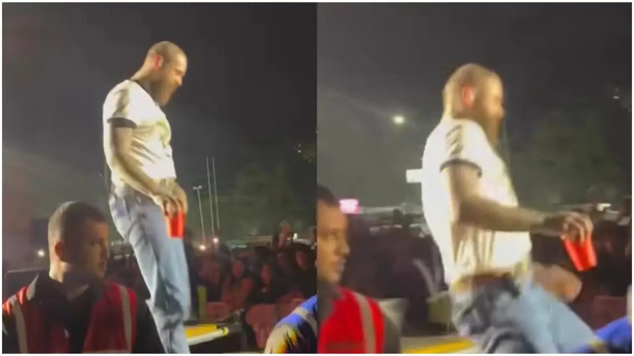 American singer Post Malone suffers a nasty fall while coming down to meet his fans; viral video surfaces