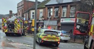 Two people taken to hospital after fire rips through building on Derbyshire high street