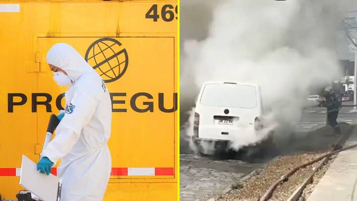 Millonario robo a Prosegur en Concepción: Delincuentes escaparon en furgón con encargo por robo y después lo quemaron