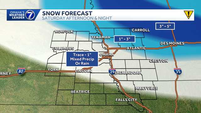 Snow and rain timeline on Saturday