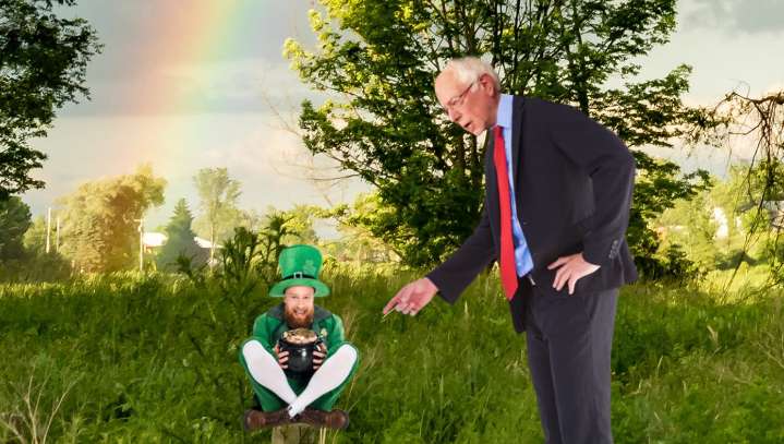 Bernie Sanders Captures Leprechaun To Confiscate Gold For Redistribution