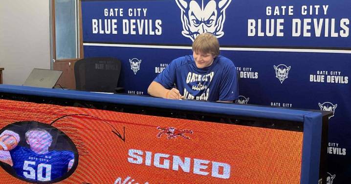NATIONAL SIGNING DAY: Gate City's 6-foot-6, 285-pound lineman Nick Youmans casts lot with Campbell Camels