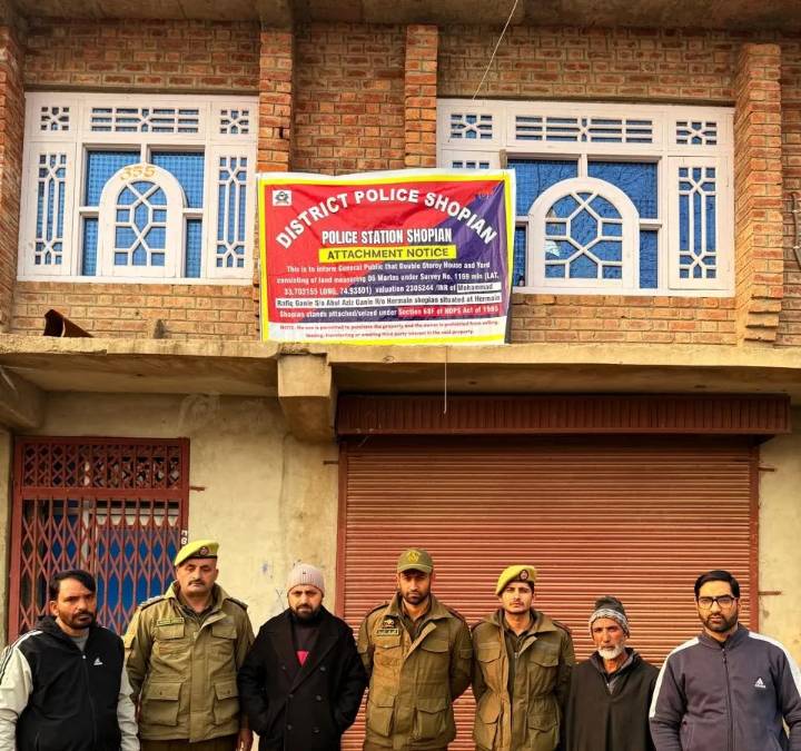 Property acquired through proceeds of drug trade attached in Shopian: Police