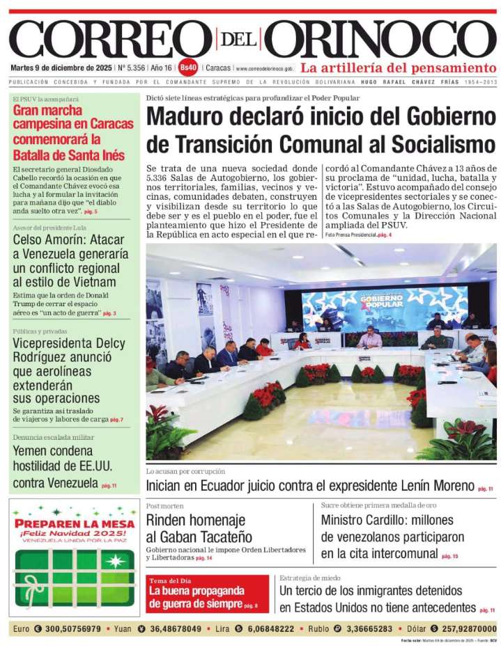 Edición Impresa Correo del Orinoco N° 5.356