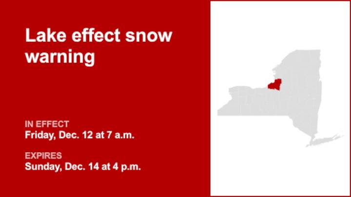 Lake effect snow warning issued for Oswego County until early Sunday evening