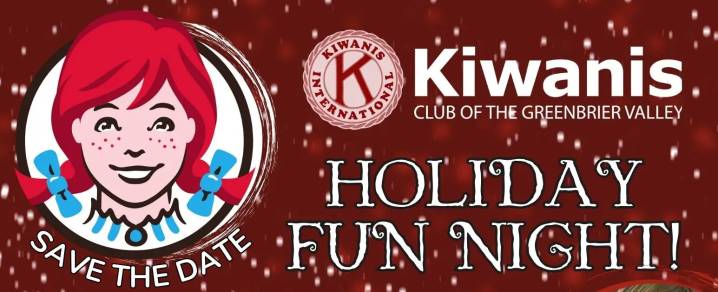 Kiwanis Club of the Greenbrier Valley & Wendy’s to Host Holiday Fun Night on December 18
