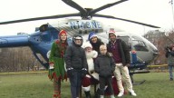 Santa arrives at Boston Common via MedFlight helicopter