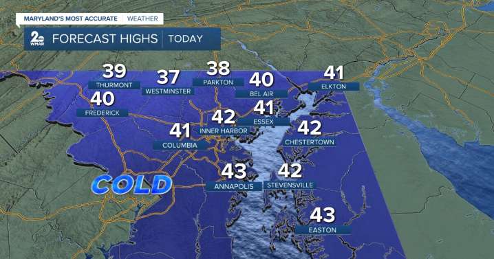 Sunny skies & cold temperatures today