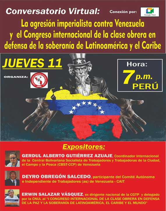 Organizan conversatorio virtual sobre Venezuela previo al Congreso Internacional de la Clase Obrera