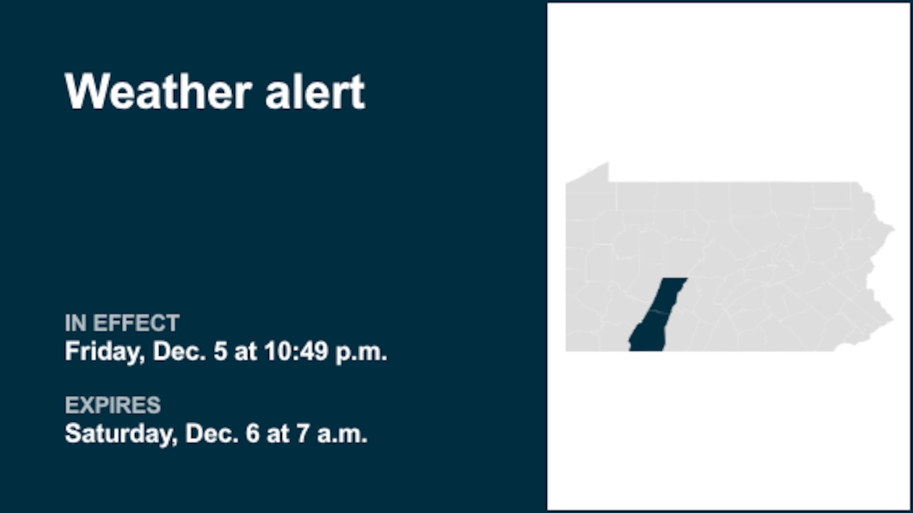 Weather alert active for Cambria and Somerset counties until Saturday morning