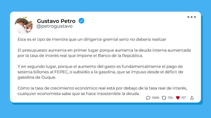 Presidente Petro desmiente a Bruce Mac Master y explica que presupuesto 2026 aumentó por deudas heredadas