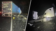 Mass. Pike tractor trailers crash Sunday morning