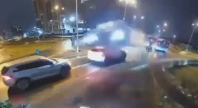 Romanian motorist sends car ‘flying’ over roundabout in crazy accident