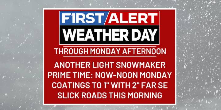 FIRST ALERT WEATHER DAY | Tracking a slick and snowy start to the week