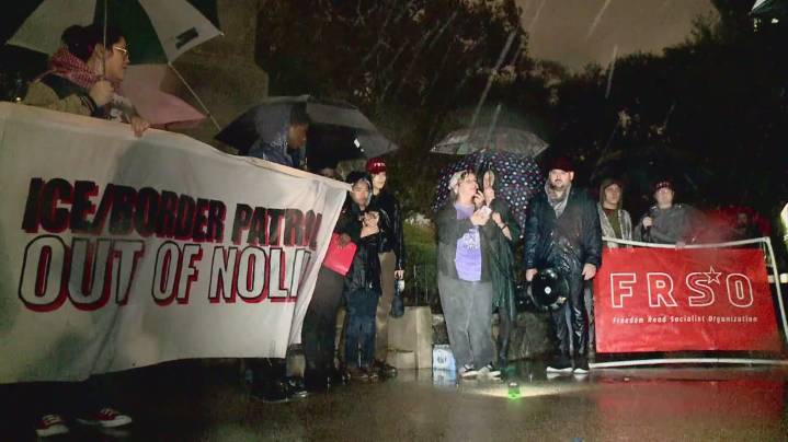Protesters march through rain on first night of 'Operation Swamp Sweep'