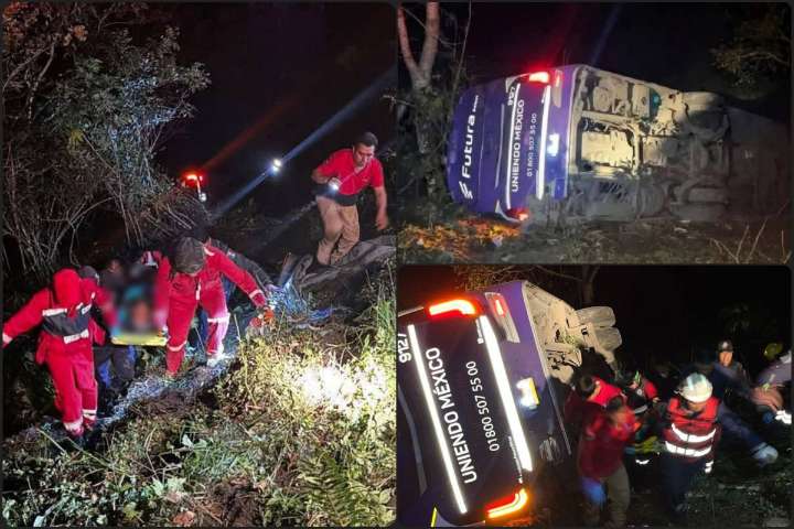 Fatal accidente en Tlanchinol: volcadura de autobús Futura deja muertos y heridos