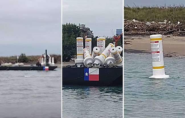 Embarcaciones de EU instalan boyas para dividir el Río Bravo en Playa Bagdad