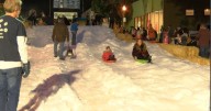 Downtown Atascadero transforms for Winter Wonderland event with a snow slide