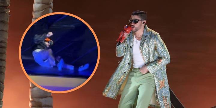 Bad Bunny sufre caída en el Estadio GNP Seguros durante su primer concierto en México