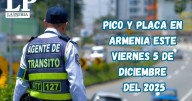 Pico y placa en Armenia (Quindío) este viernes, 5 de diciembre del 2025