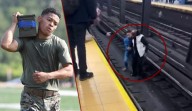 Marine jumps down onto New York City subway tracks to save man