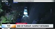 Pursuit suspect arrested after crashing into trash cans in San Fernando Valley