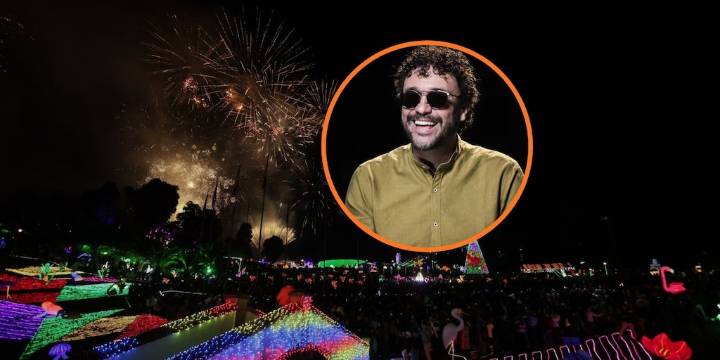 Andrés Cepeda no escapó del trancón: en moto de la Policía llegó a la inauguración del alumbrado del puente de Boyacá