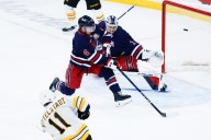 Deadspin | David Pastrnak logs 2 goals, 2 assists as Bruins double up Jets