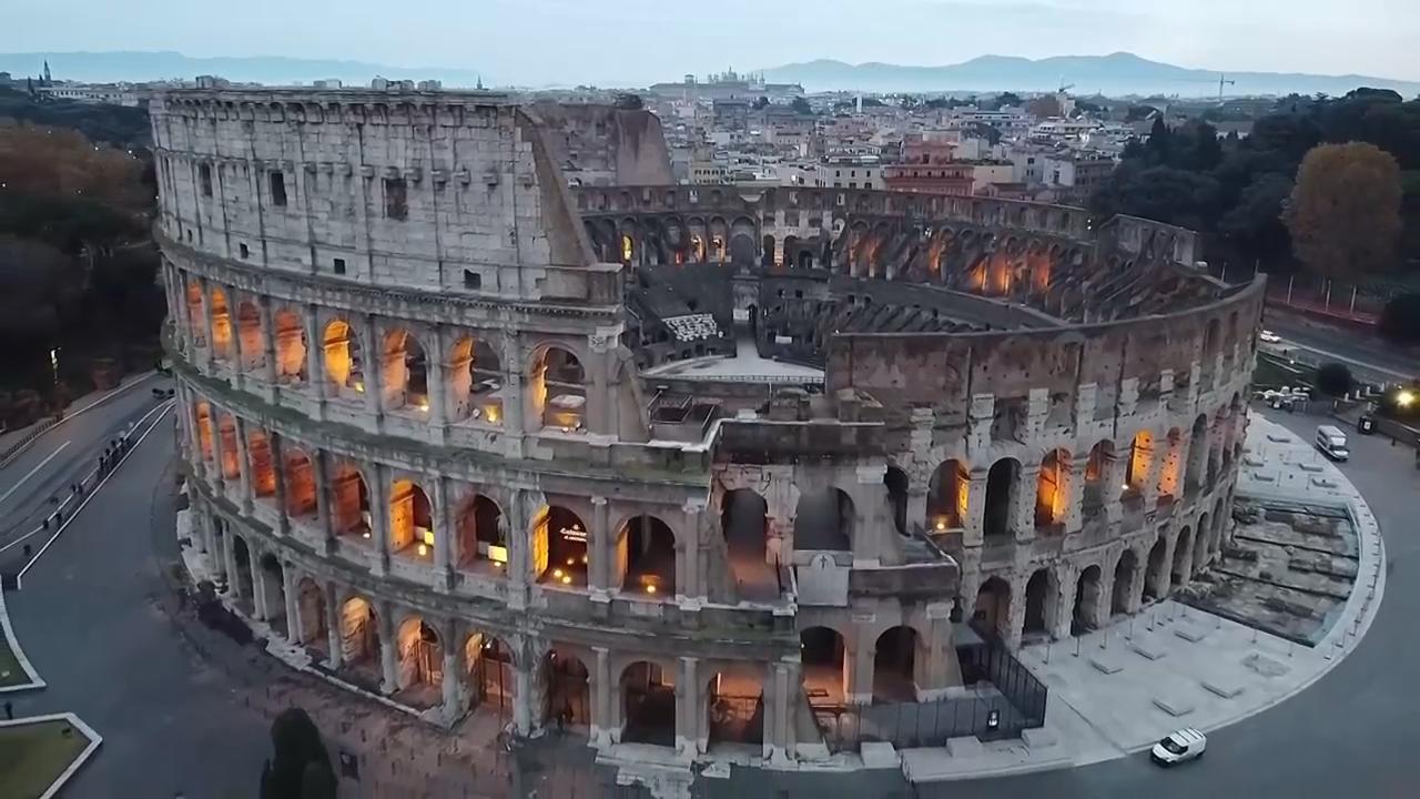 Drone footage captures majesty of Rome's Colosseum