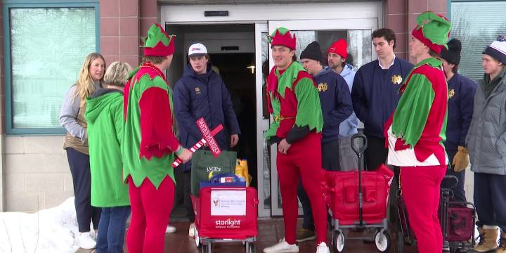 The Notre Dame Hockey team helps the Ronald McDonald House Charities of Michiana