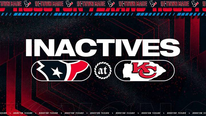 Texans Inactives: Week 14 at Kansas City Chiefs