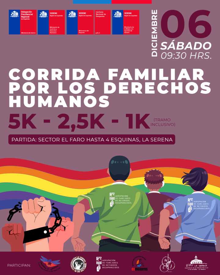 Convocan a la Gran Corrida Familiar de Derechos Humanos en La Serena
