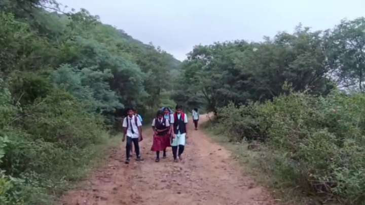 Students of Chamarajanagar village trek 7 km to school with no bus facility