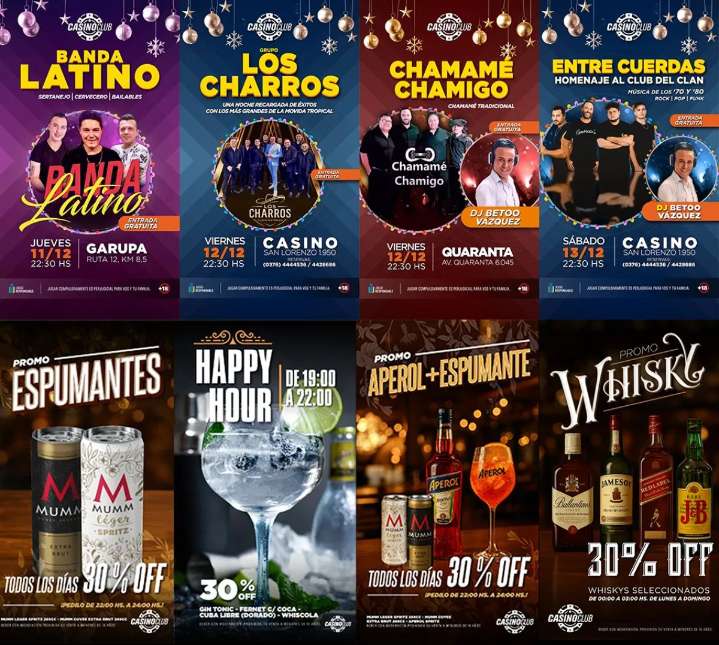 Los Charros, Chamamé Chamigo y Entre Cuerdas encabezan la cartelera de Casino Club