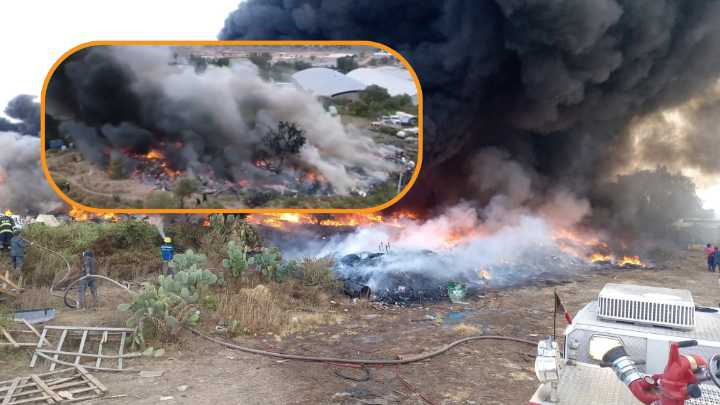 Quema de basura causa gran incendio en Mineral de la Reforma, Hidalgo