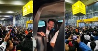 El multitudinario recibimiento a Lionel Messi en su llegada a la India junto a De Paul y Suárez