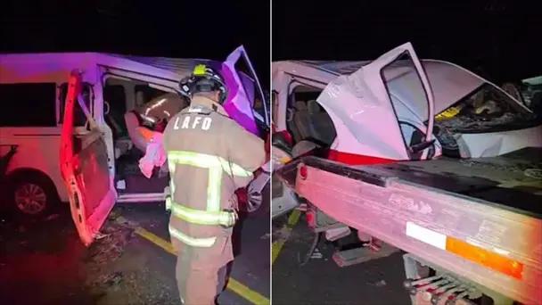 Aparatoso choque en tramo Empalme-Guaymas deja 4 heridos