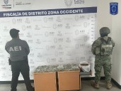 Aseguran mochila con 120 envoltorios de mariguana, en Cuauhtémoc