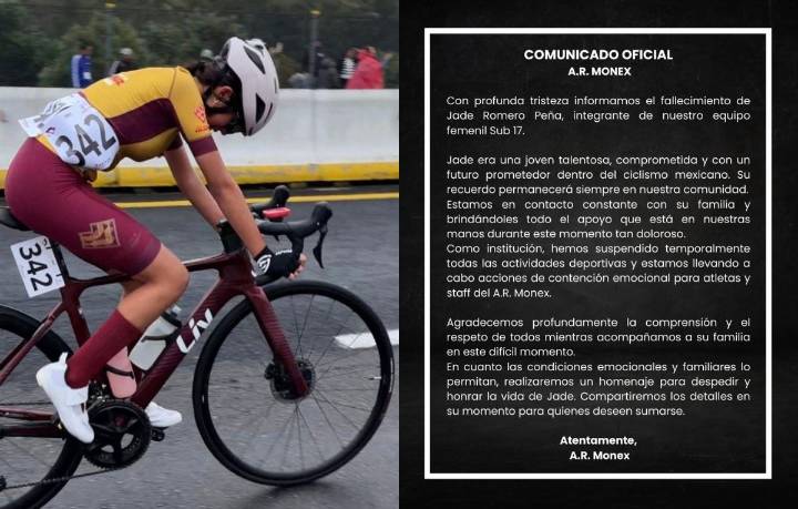 Ciclismo está de luto: A.R. Monex informa el fallecimiento de joven ciclista mexicana