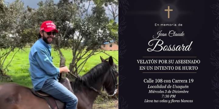 Convocan a velatón en memoria de Jean Claude Bossard en el lugar donde fue asesinado durante atraco en Bogotá