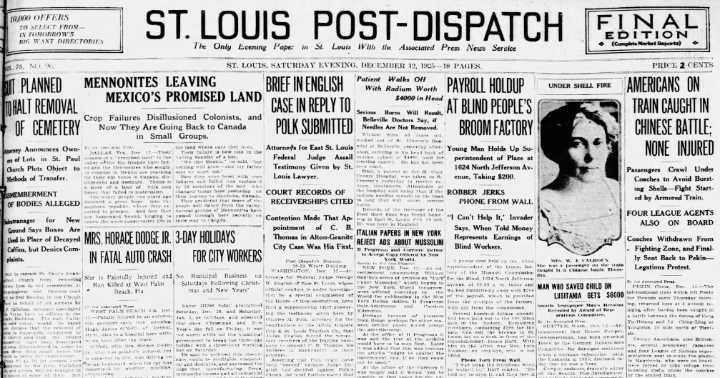See the Dec. 12, 1925, front page: Suit planned to halt removal of cemetery