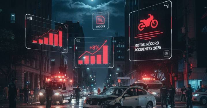 Fin de año peligroso: Choques crecen 8% y las motos rompen récord de accidentes en 2025