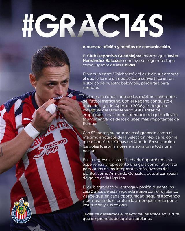 Adiós al ídolo: Chivas le da las gracias a Chicharito a un año de su regreso