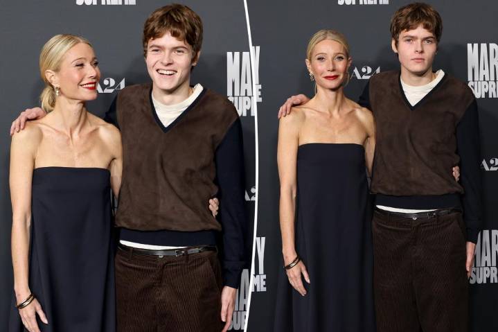 Gwyneth Paltrow's son, Moses, makes red carpet debut at 'Marty Supreme' premiere