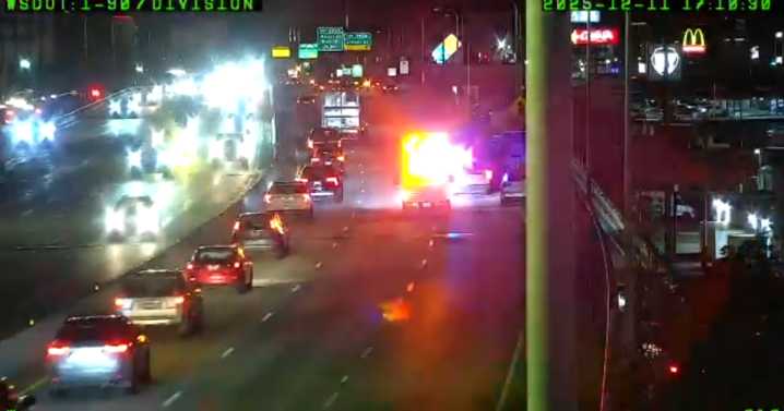 TRAFFIC ALERT: Crash blocking right two lanes on I-90 westbound near Division Street