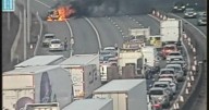 M25 near Romford blocked after car fire