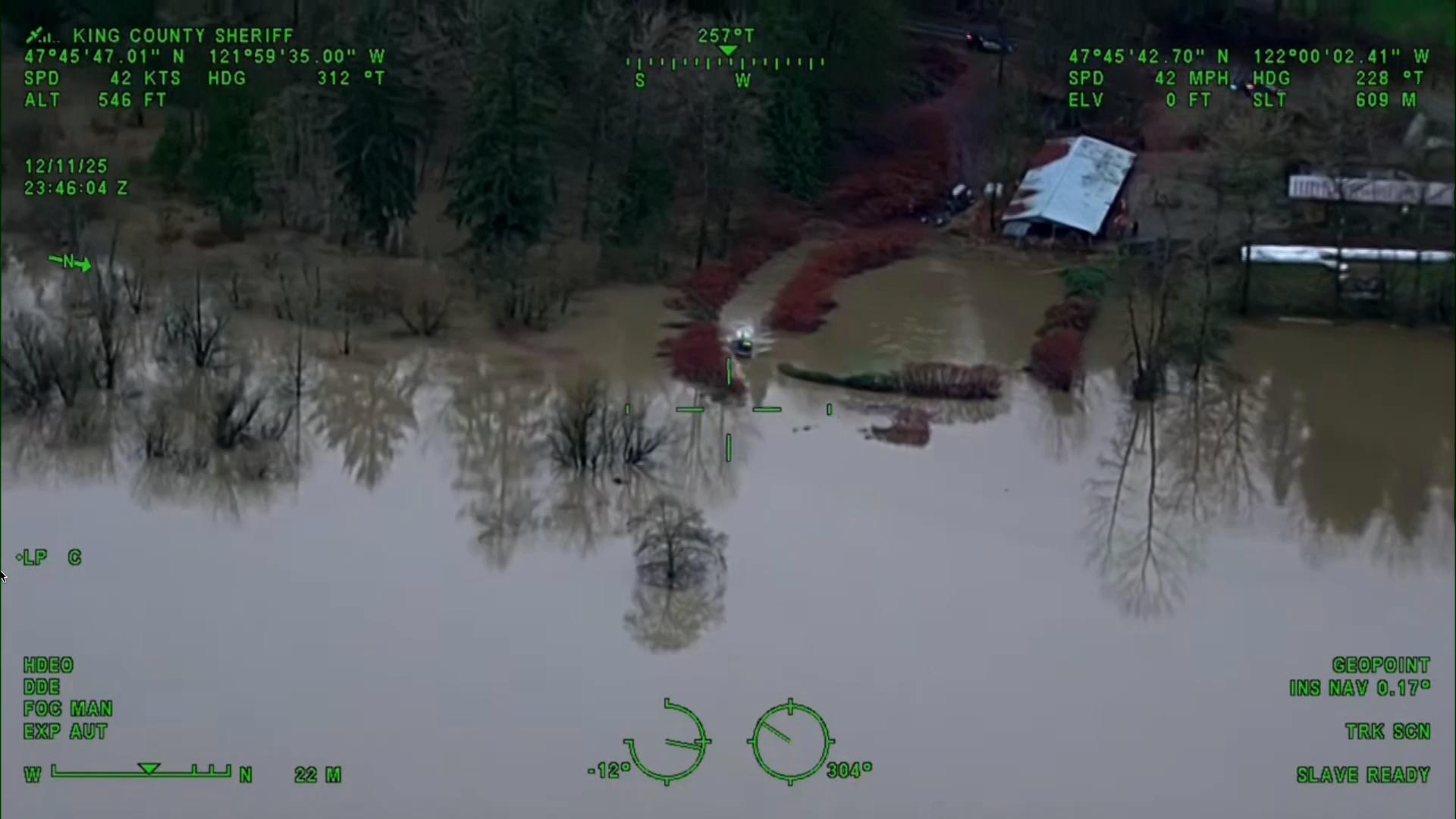Helicopter footage captures severe flooding in Washington state as deputies assist