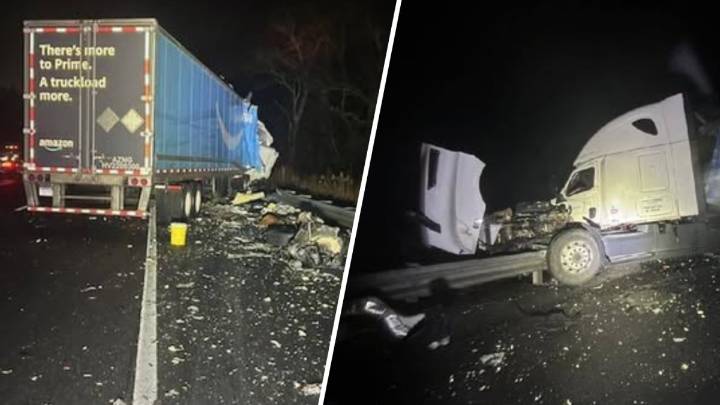 Mass. Pike tractor trailers crash Sunday morning