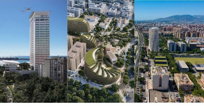 Málaga espera tener decidido qué diseño de torre gana el concurso de El Bulto antes de que acabe el año